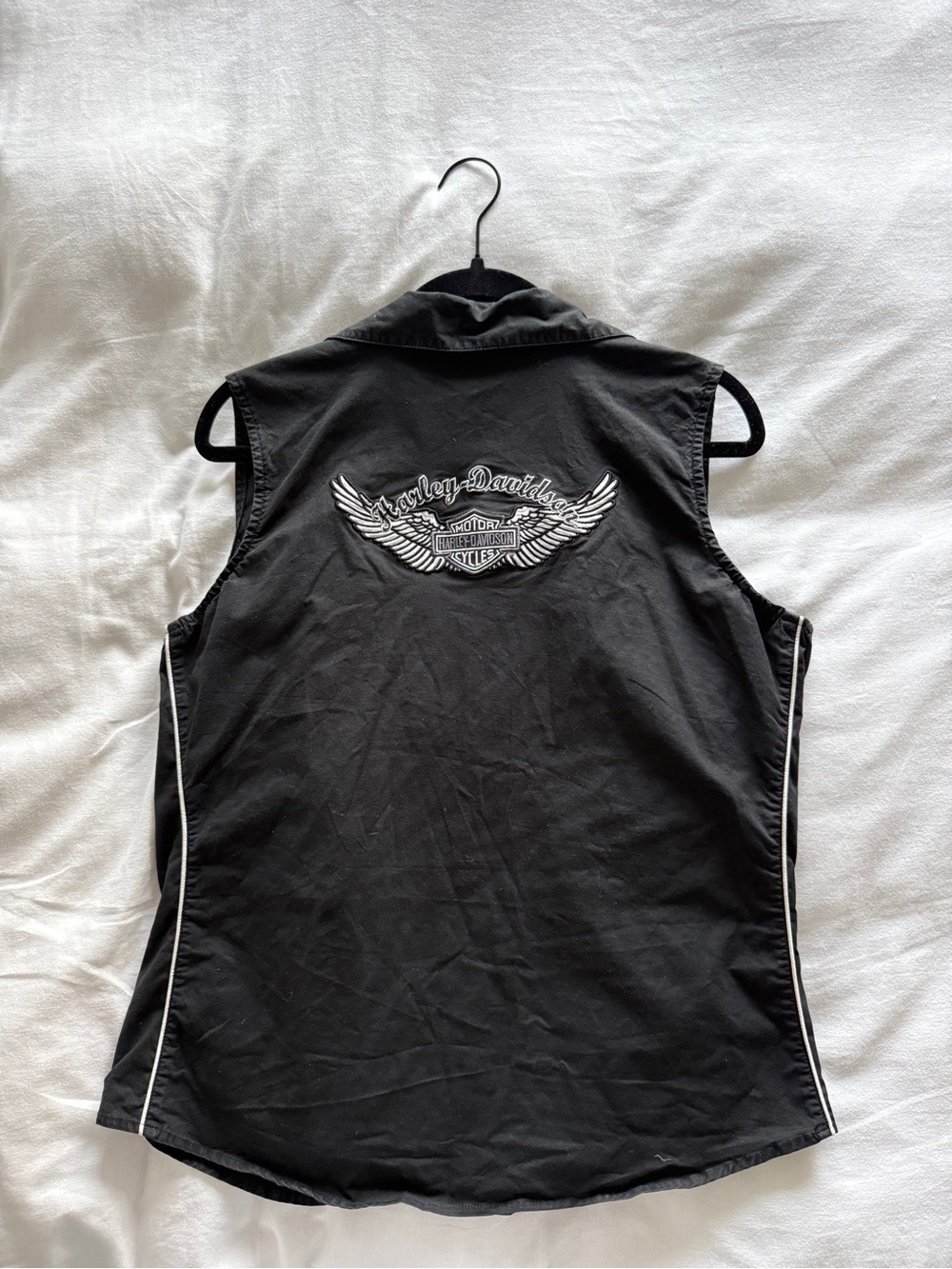 Harley-Davidson Black Vest Button-Down Top